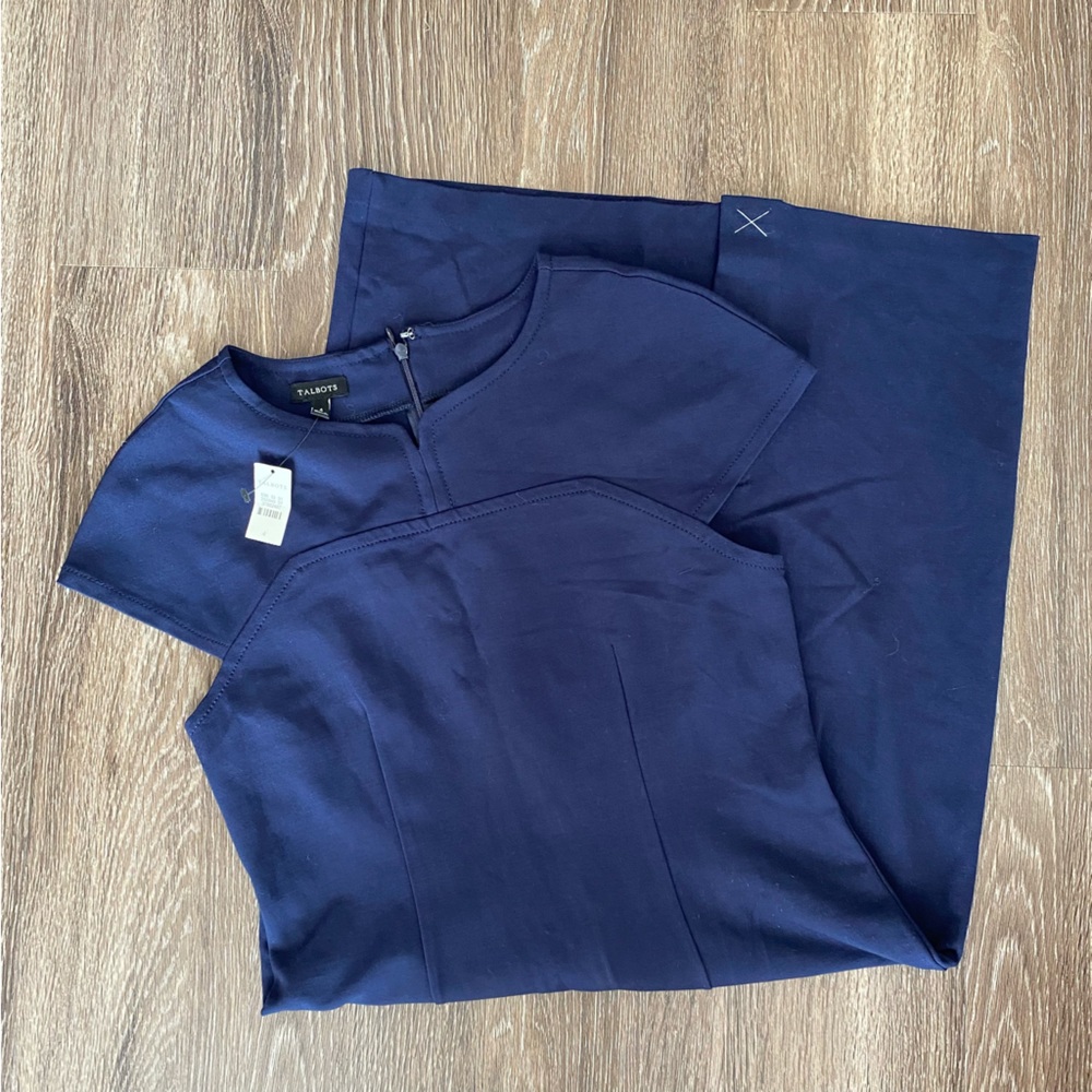 Talbots | NWT Navy Blue Cap Sleeve Stretch Fabric Dress